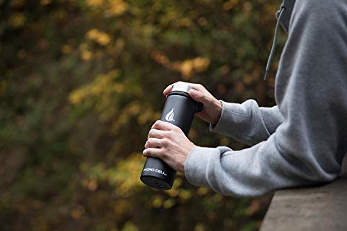 HYDRO CELL Stainless Steel Insulated Water Bottle with Straw - For Cold & Hot Drinks - Metal Vacuum Flask with Screw Cap and Modern Leakproof Sport Thermos for Kids & Adults (Black 24oz)